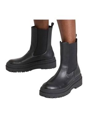 Good American Leather Chelsea Pull On Boot Black Women's NIB GA036V-X Size 9.5